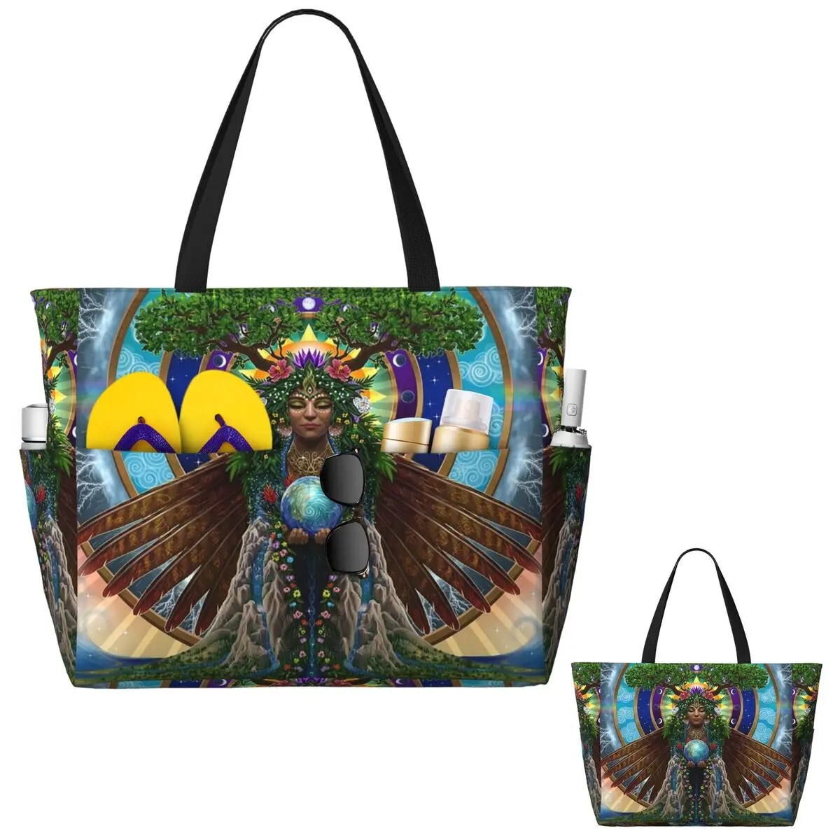Yoga Fitness Tote - Gaia Sacred System Beach Tote Bag
