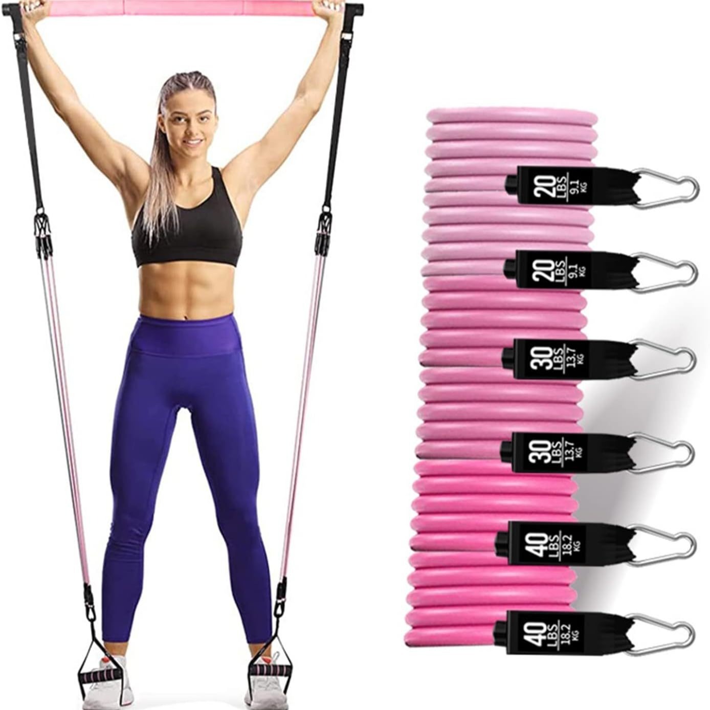 180lbs Resistance Bands with A - огляд і ціна Yoga Fitness Bar