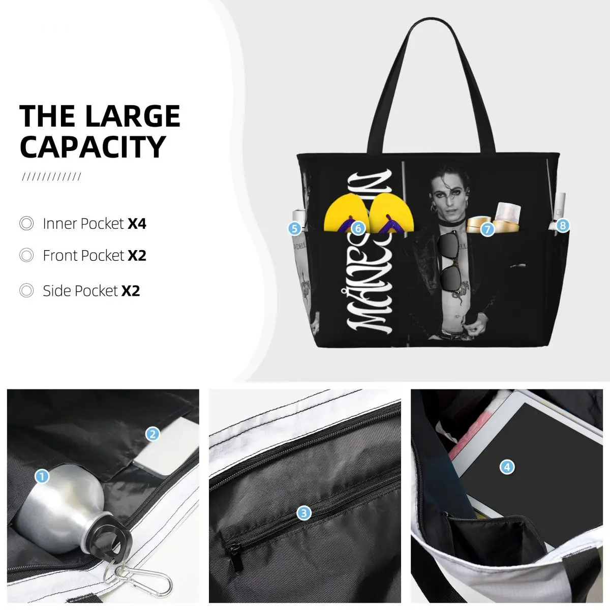 Damiano David Maneskin Beach T - огляд і ціна Yoga Fitness Tote