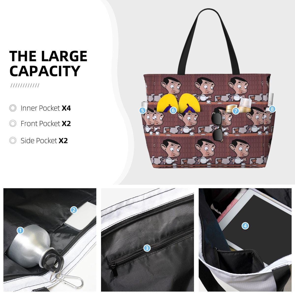 Mr. Bean Cartoon Beach Tote Ba - огляд і ціна Yoga Fitness Tote