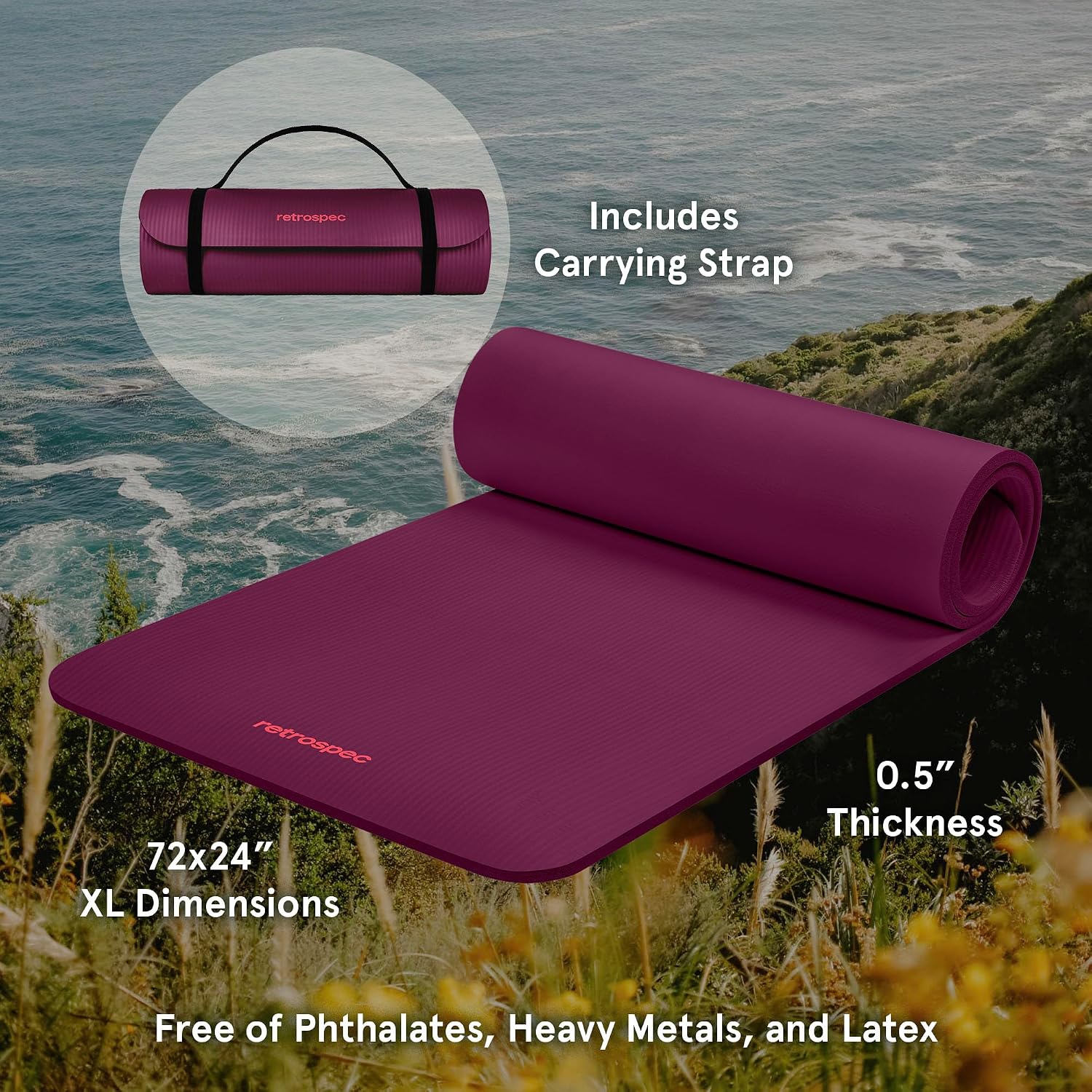 Thick Yoga Mat 1/2in Non-Slip  - огляд і ціна Yoga Fitness Images
