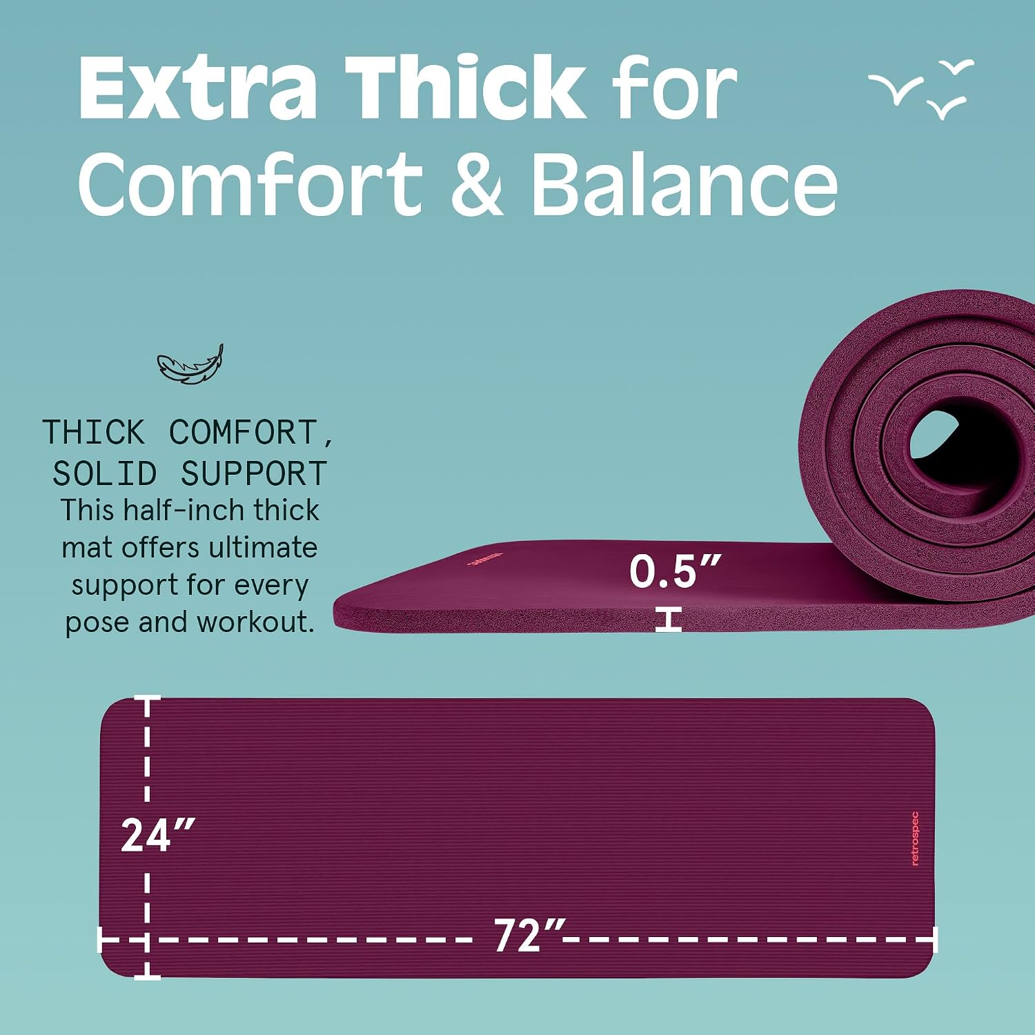 Thick Yoga Mat 1/2in Non-Slip  - огляд і ціна Yoga Fitness Images