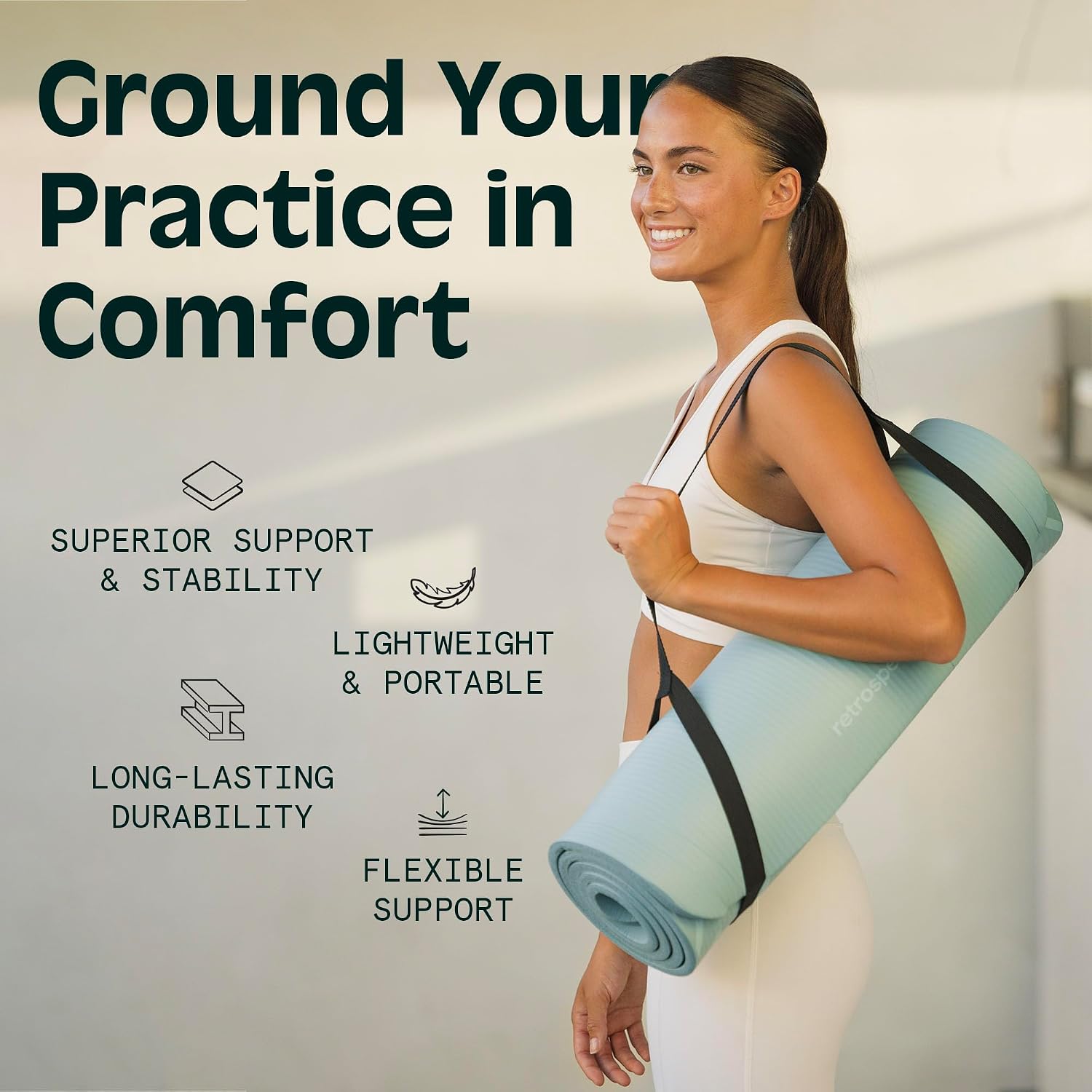 Thick Yoga Mat 1/2in Non-Slip  - огляд і ціна Yoga Fitness Images